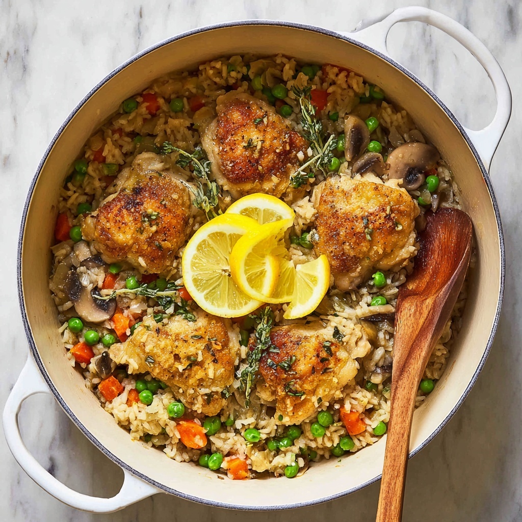 Creamy Chicken and Rice Skillet with Mushrooms and Vegetables Recipe - Recipe Image