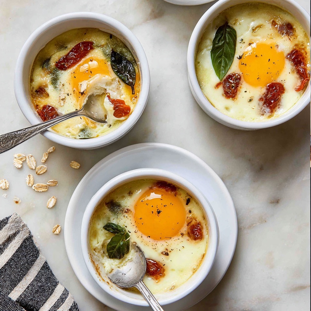 Baked Eggs with Feta, Sun-Dried Tomatoes, and Bacon Recipe - Recipe Image