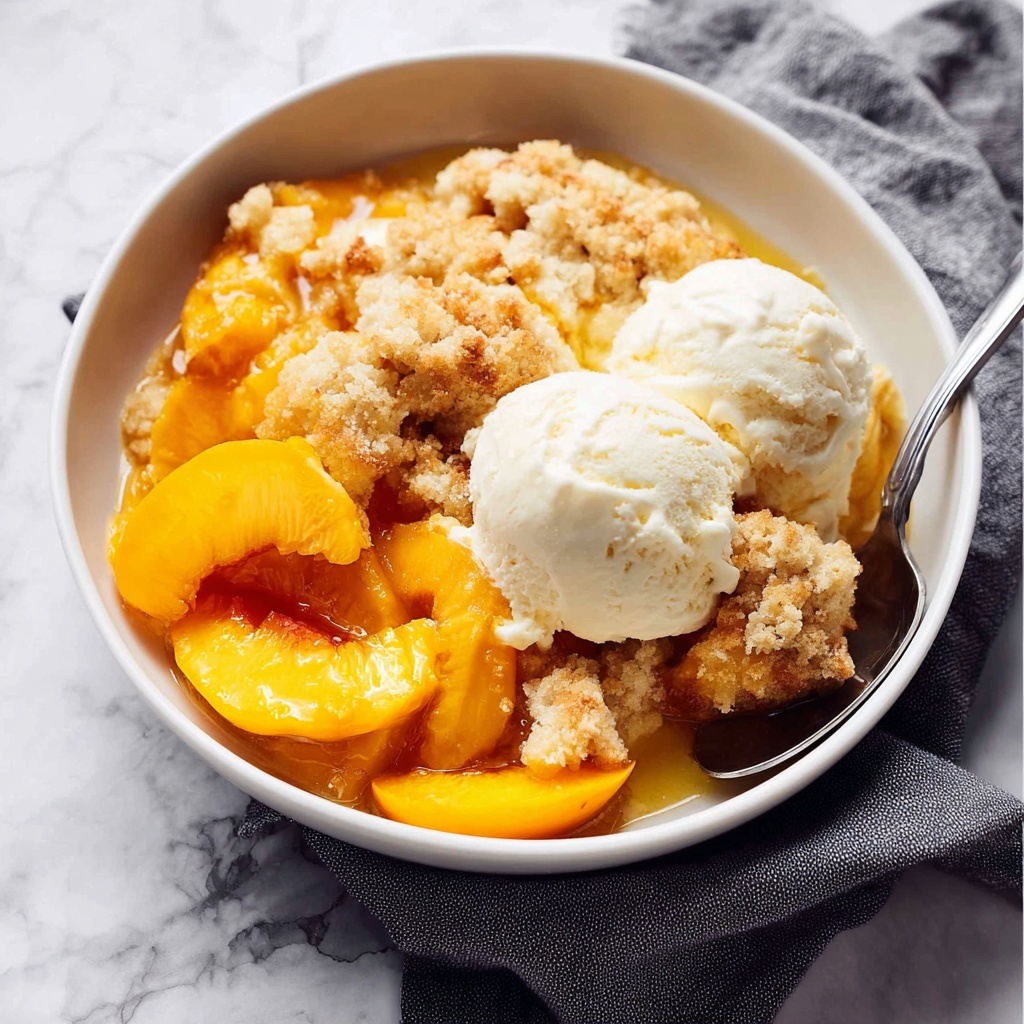 Delicious Peach Cobbler with Juicy Ripe Peaches and Tender Biscuit Topping Recipe - Recipe Image
