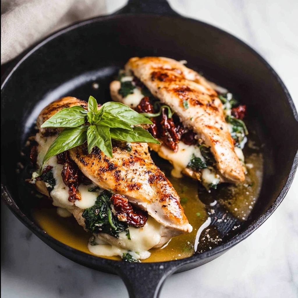Sun Dried Tomato, Spinach & Cheese Stuffed Chicken Breast Recipe - Recipe Image