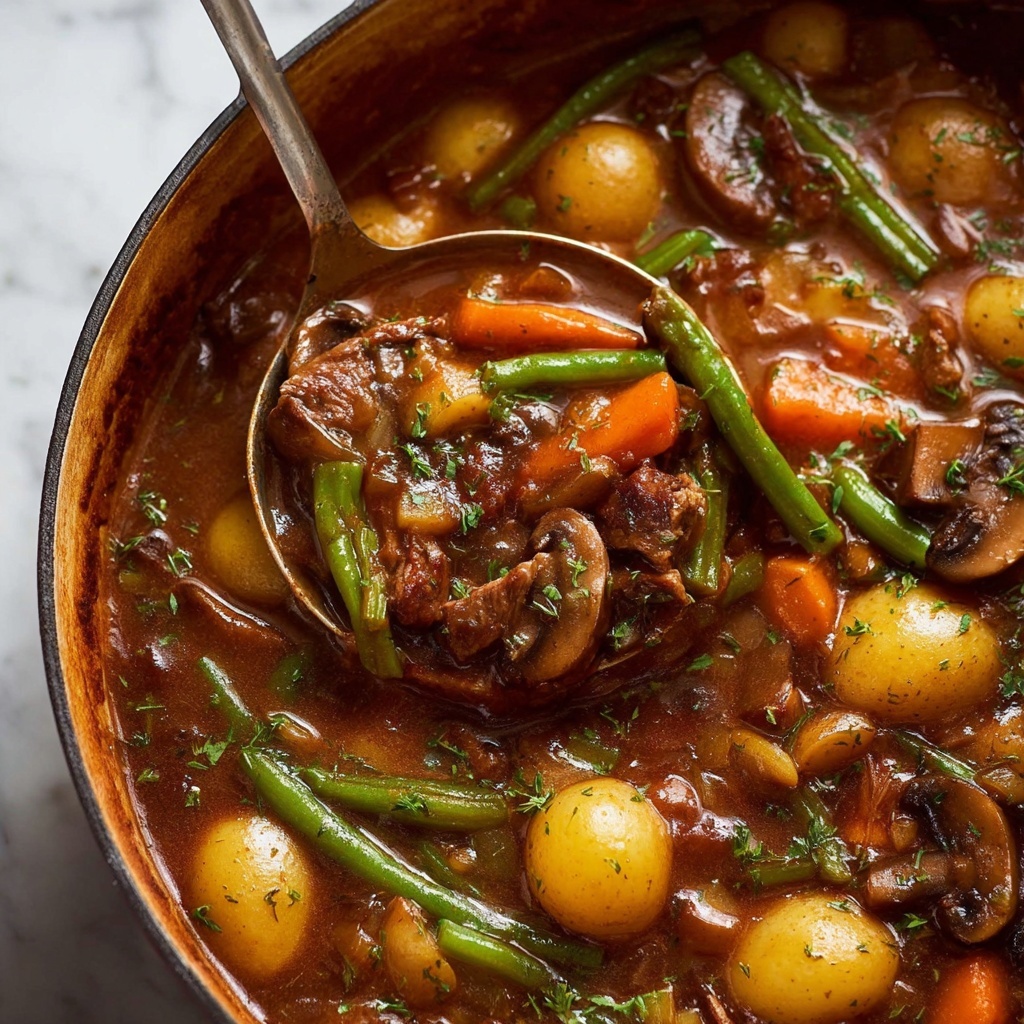 Hearty Chicken Stew with Bacon, Vegetables, and Red Wine Recipe - Recipe Image