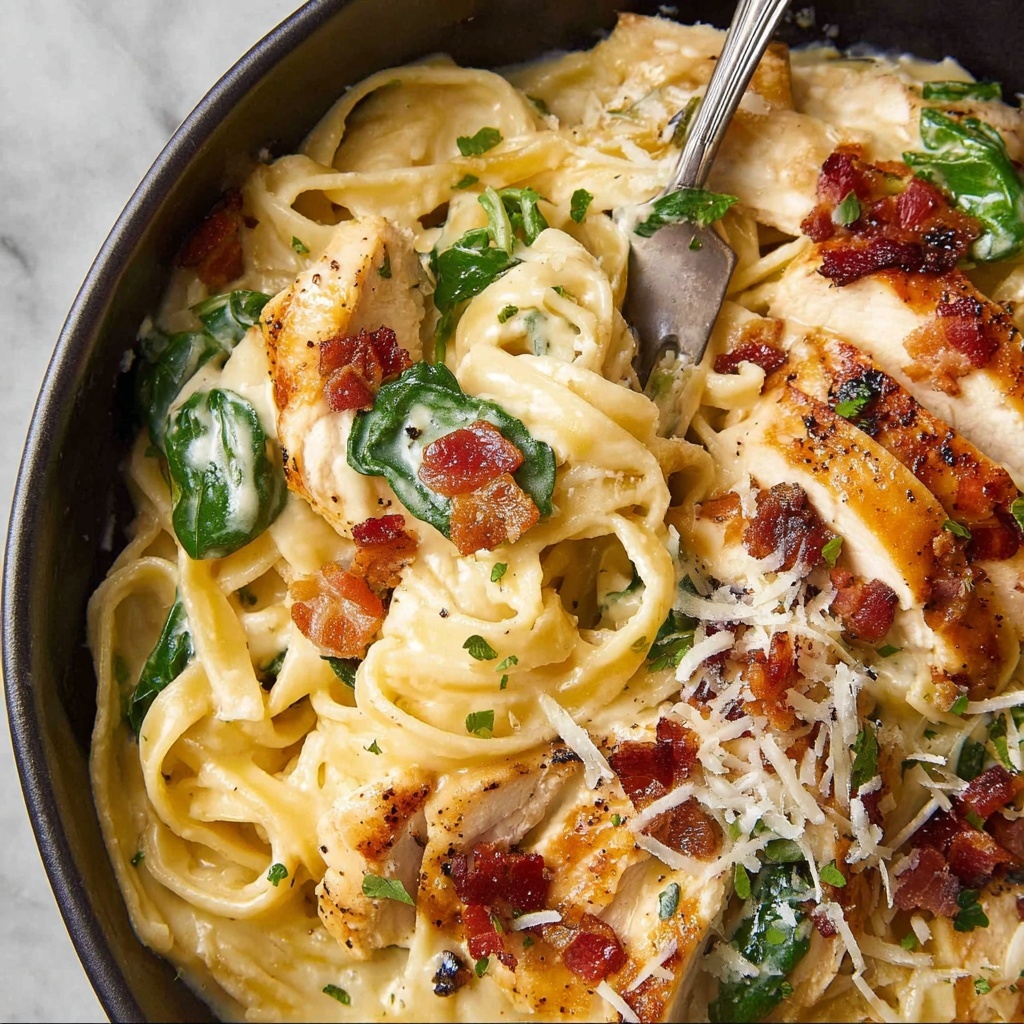 Creamy Chicken Pasta with Sun-Dried Tomatoes and Bacon Recipe - Recipe Image
