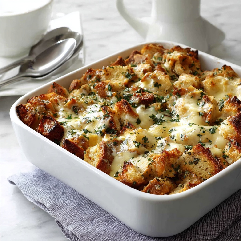 Chicken and Spinach Bread Bake (Strata) Recipe - Recipe Image