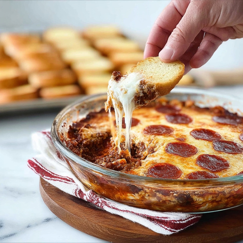 Hot Mushroom and Pepperoni Pizza Dip Recipe - Recipe Image
