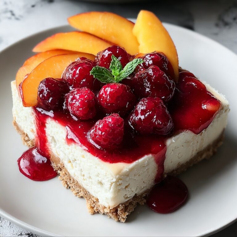 Summer Bliss Peach and Raspberry Cheesecake Delight Recipe