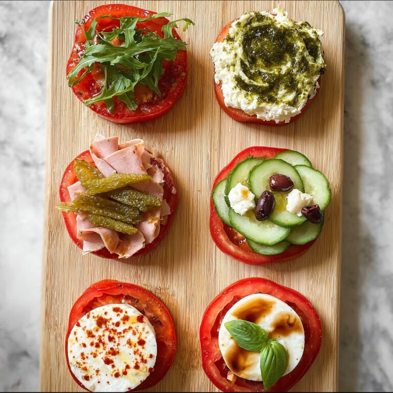 Heirloom Tomato Tasting Flight with Burrata, Pesto, and Fresh Toppings Recipe