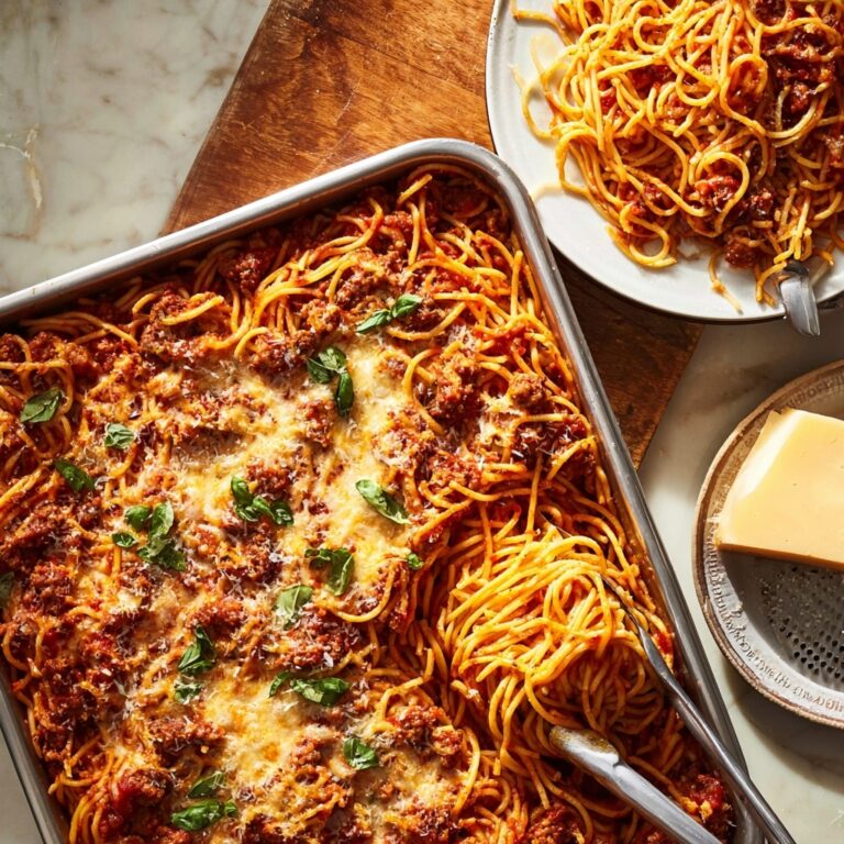 Baked Spaghetti with Beef, Marinara, and Mozzarella Recipe