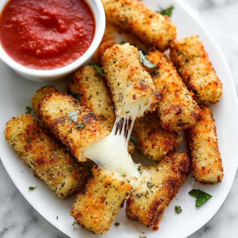 Cheesy Mozzarella Sticks with Crispy Breadcrumb Coating and Dipping Marinara Recipe