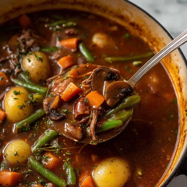 Hearty Chicken Stew with Bacon, Vegetables, and Red Wine Recipe