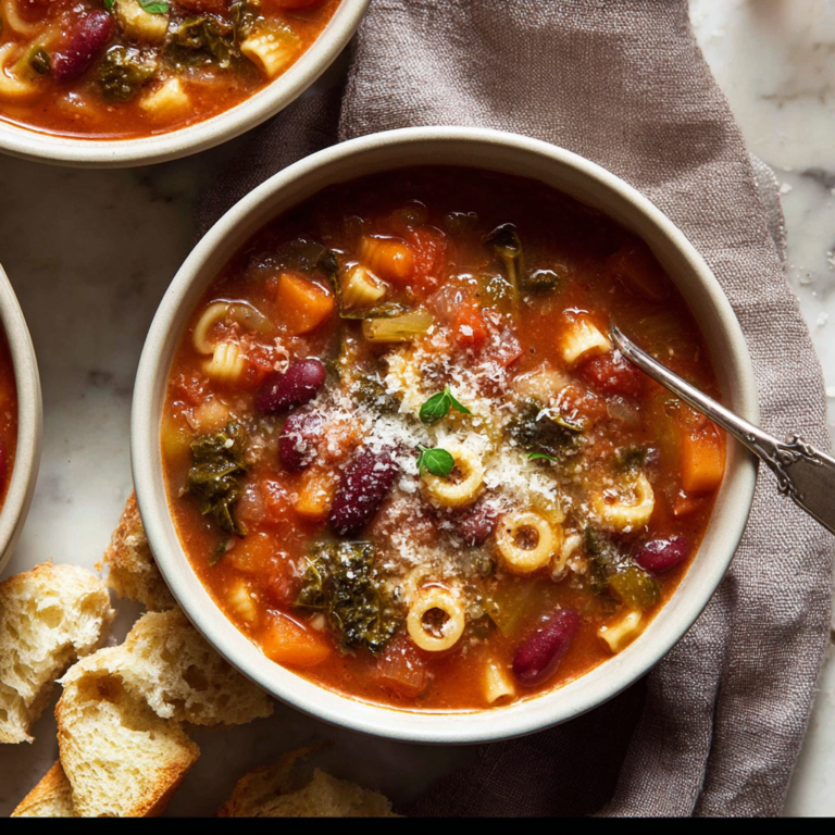 Hearty Minestrone Soup with Bacon and Vegetables Recipe