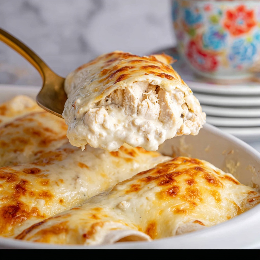 White Chicken Enchiladas with Green Chilies and Monterey Jack Cheese Recipe - Recipe Image
