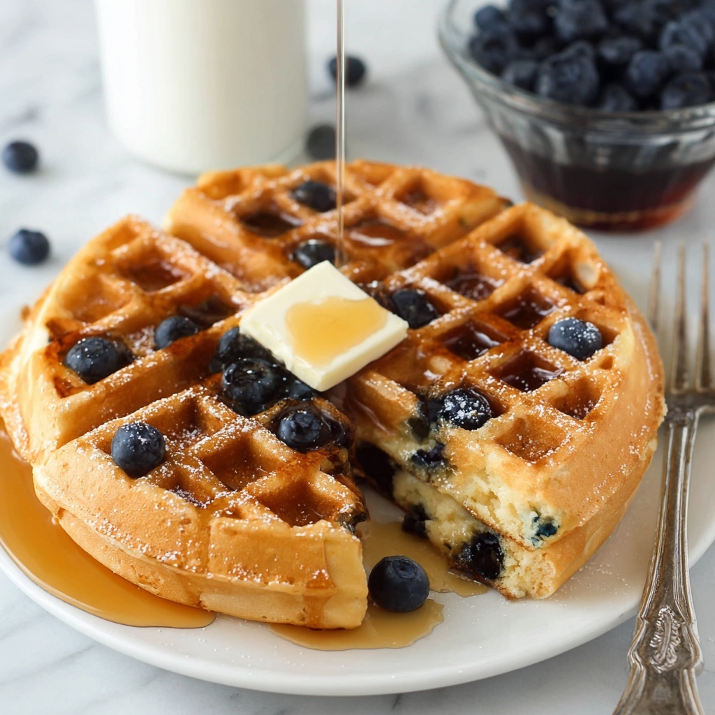Blueberry Waffles with Cream Cheese Swirl Recipe - Recipe Image