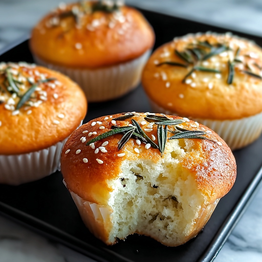 Irresistibly Easy Garlic Rosemary Focaccia Muffins Recipe - Recipe Image
