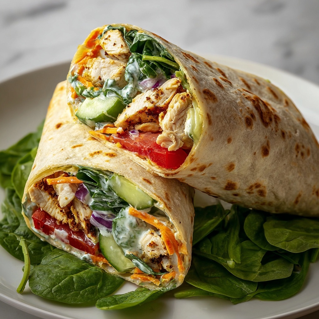 Healthy Chicken Wrap with Greek Yogurt Dill Dressing Recipe - Recipe Image