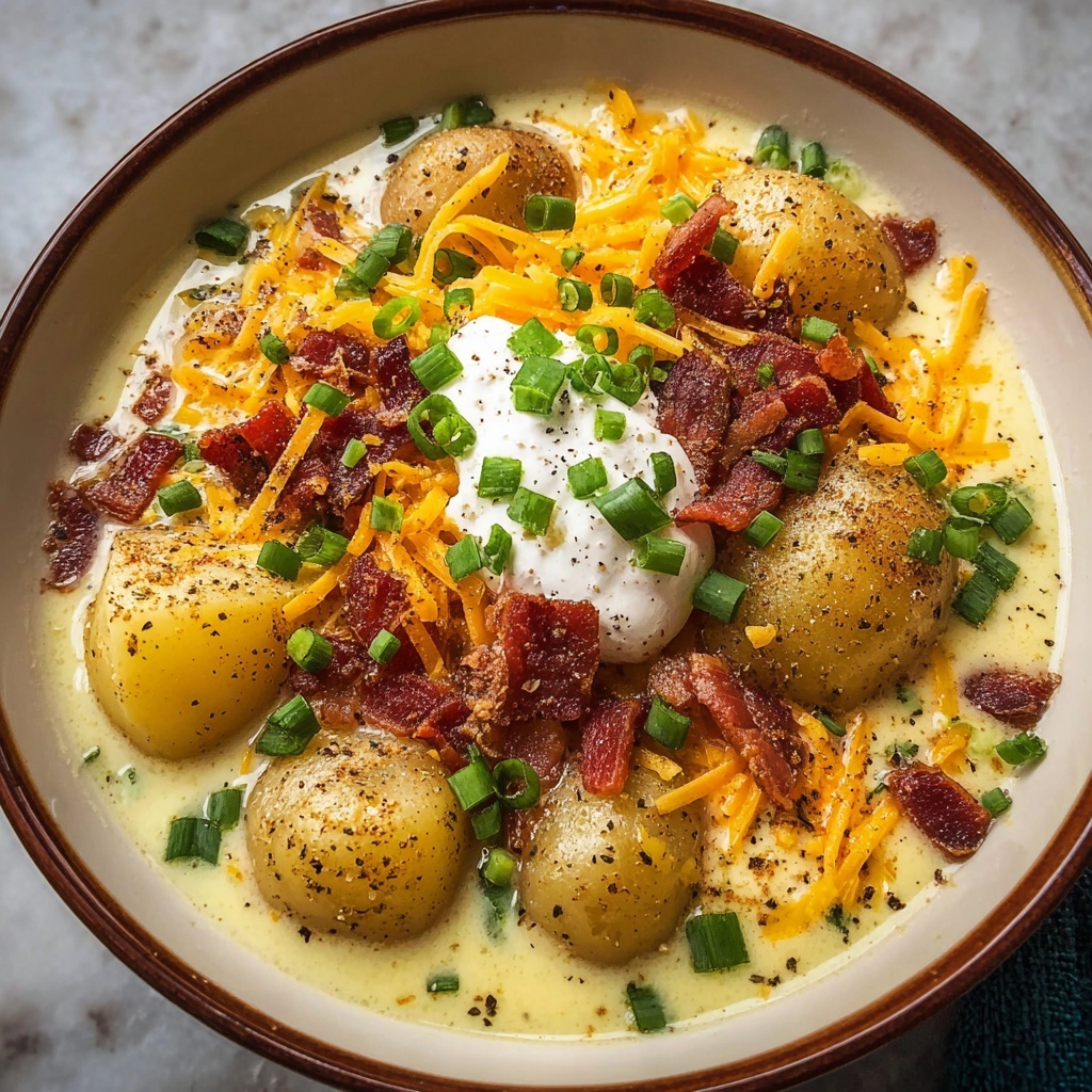 Baked Potato Soup with Bacon, Cheddar, and Green Onions Recipe - Recipe Image