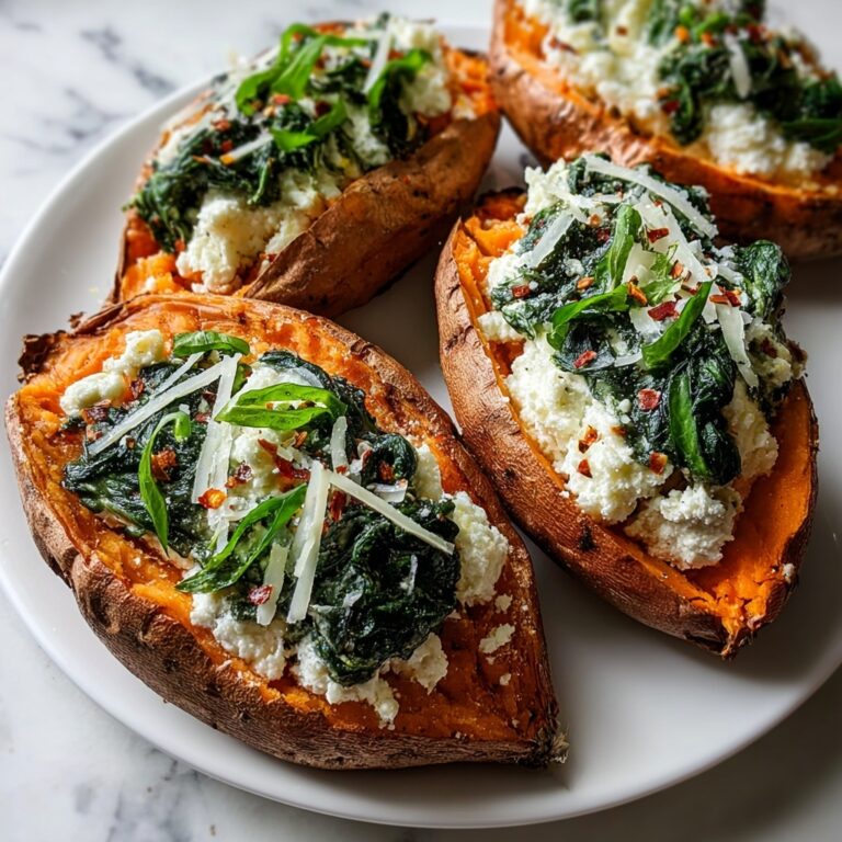 Creamy Ricotta & Spinach Stuffed Sweet Potatoes Recipe