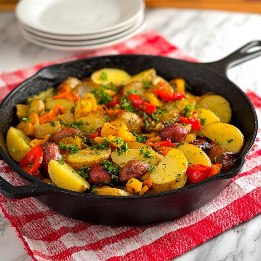 Colorful Breakfast Potatoes with Bacon, Bell Peppers, and Maple Glaze Recipe - Recipe Image
