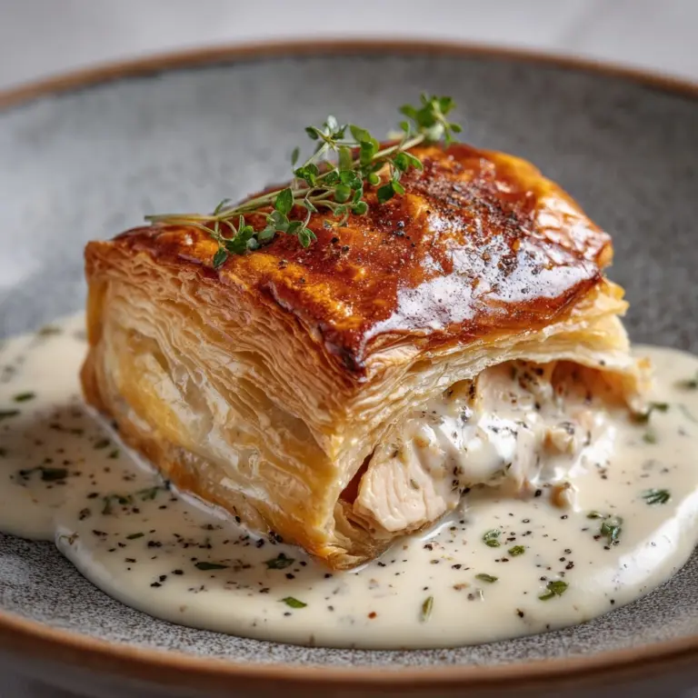 Chicken in Puff Pastry with Mustard Cream Sauce Recipe