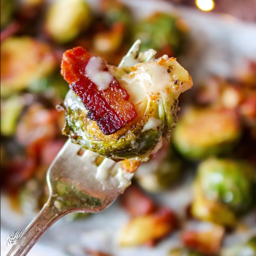 Baked Brussels Sprouts with Bacon, Parmesan, and Ranch Recipe - Recipe Image