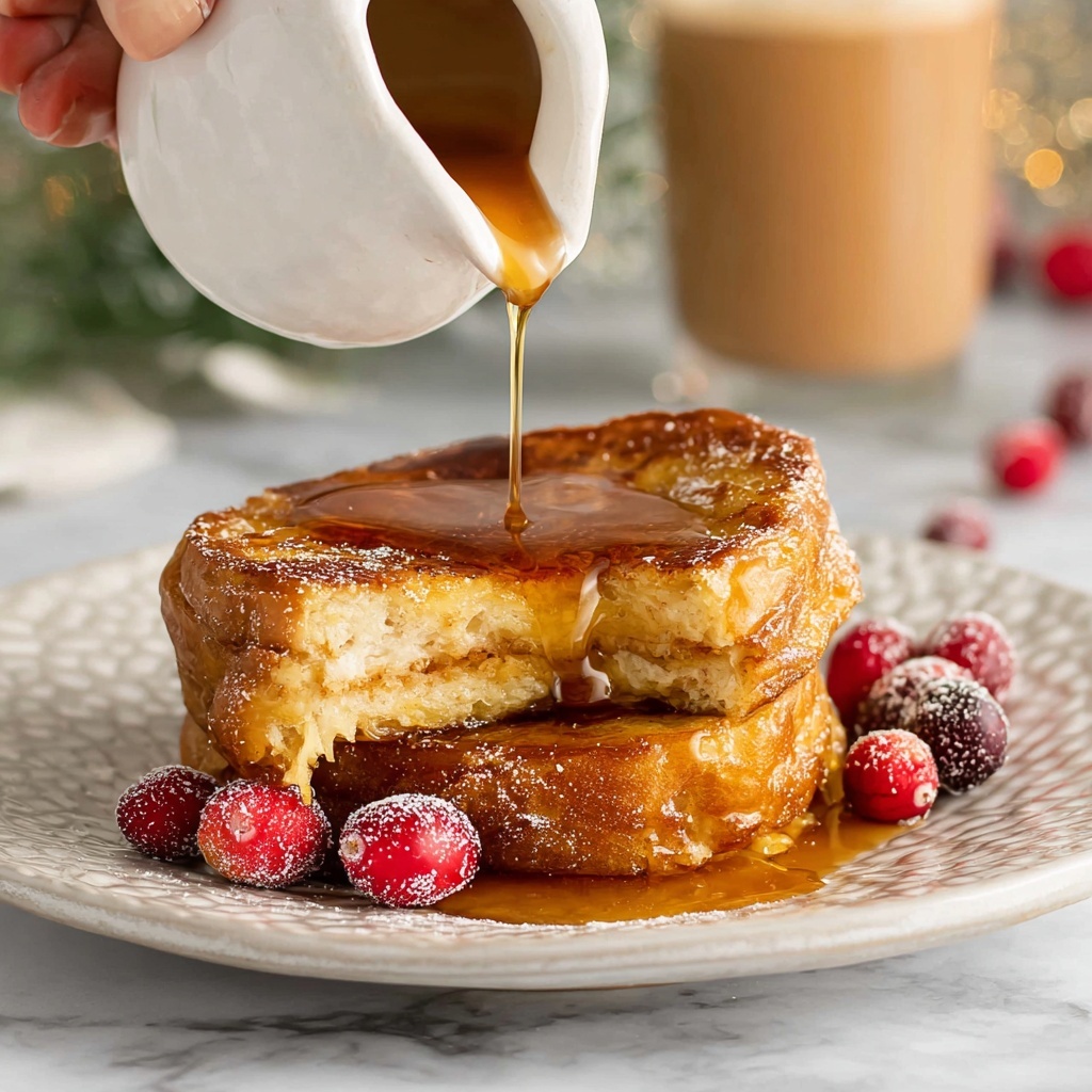 Eggnog French Toast Bake with Caramel and Maple Syrup Recipe - Recipe Image