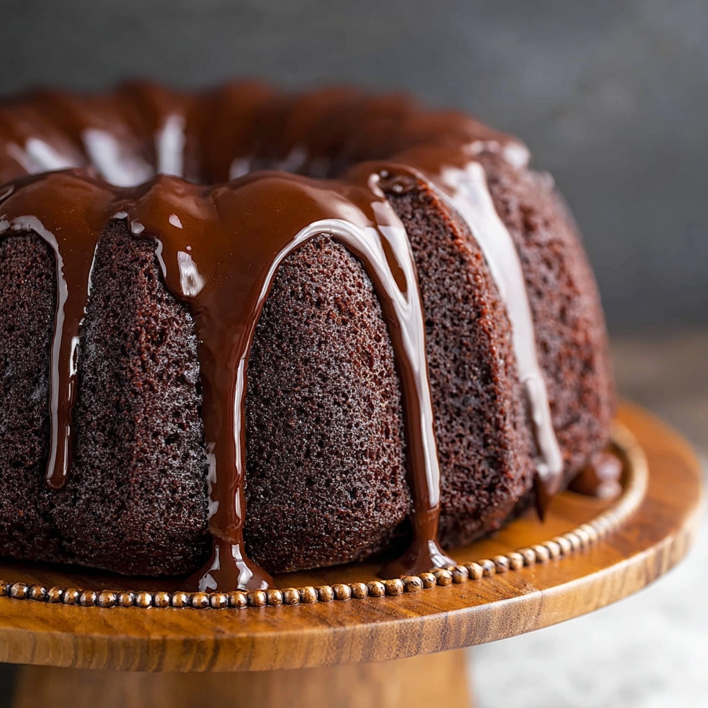 Chocolate Chip Brownie Bundt Cake with Rich Chocolate Ganache Recipe - Recipe Image