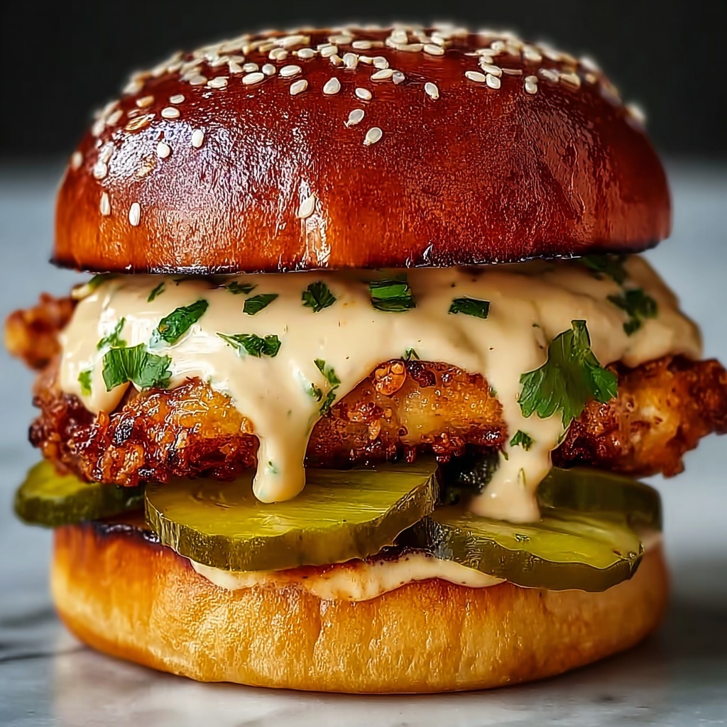 Irresistibly Spicy Chicken Sandwich with Creamy Sauce Delight Recipe - Recipe Image