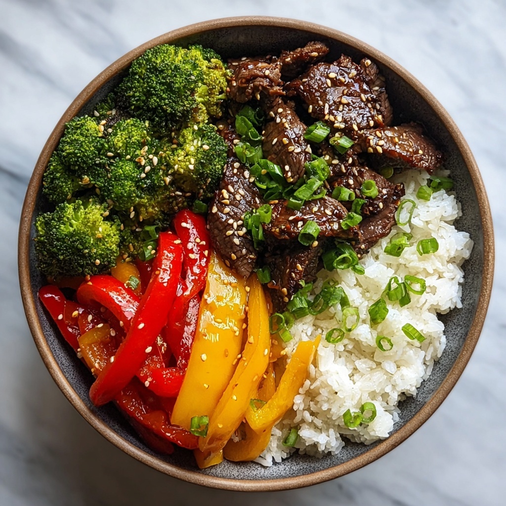 Steak and Vegetable Rice Bowls with Soy Sesame Sauce Recipe - Recipe Image