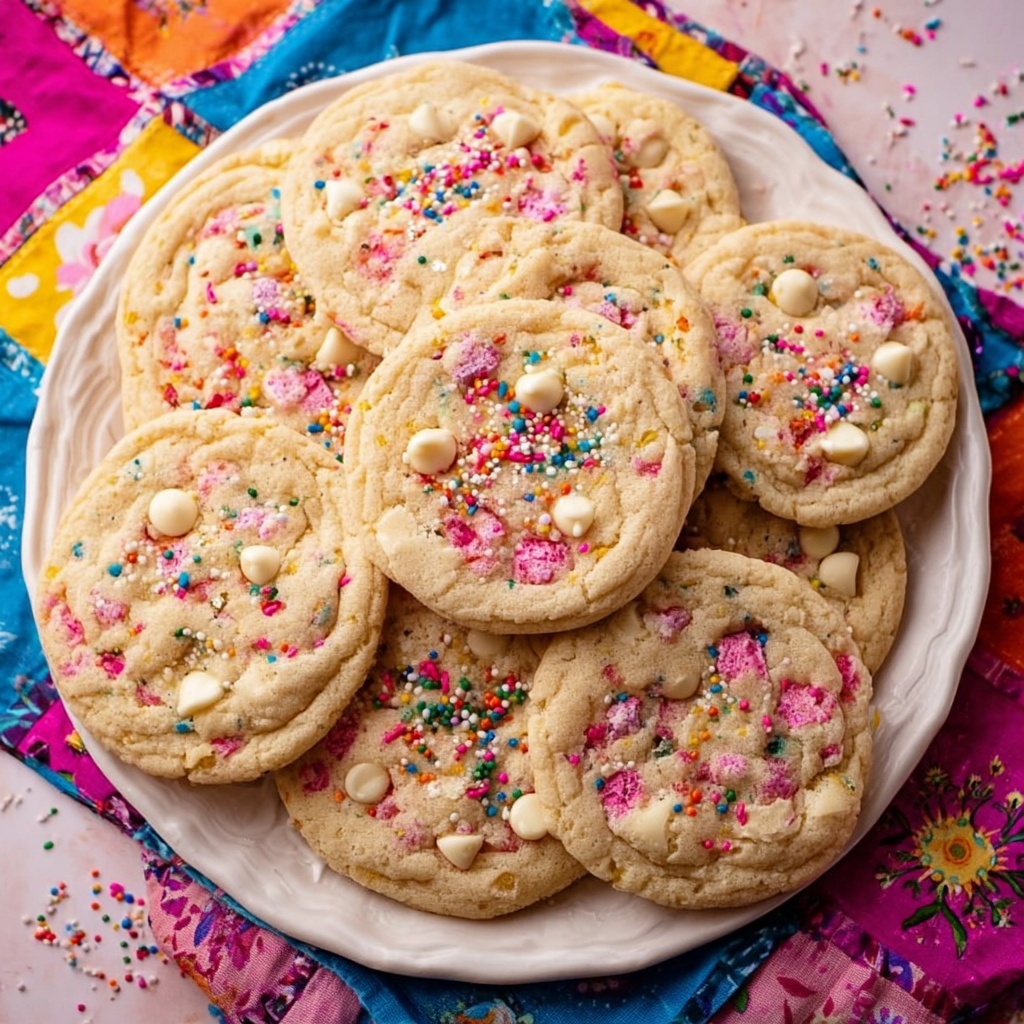 Circus Animal Cookies with White Chocolate and Rainbow Nonpareils Recipe - Recipe Image