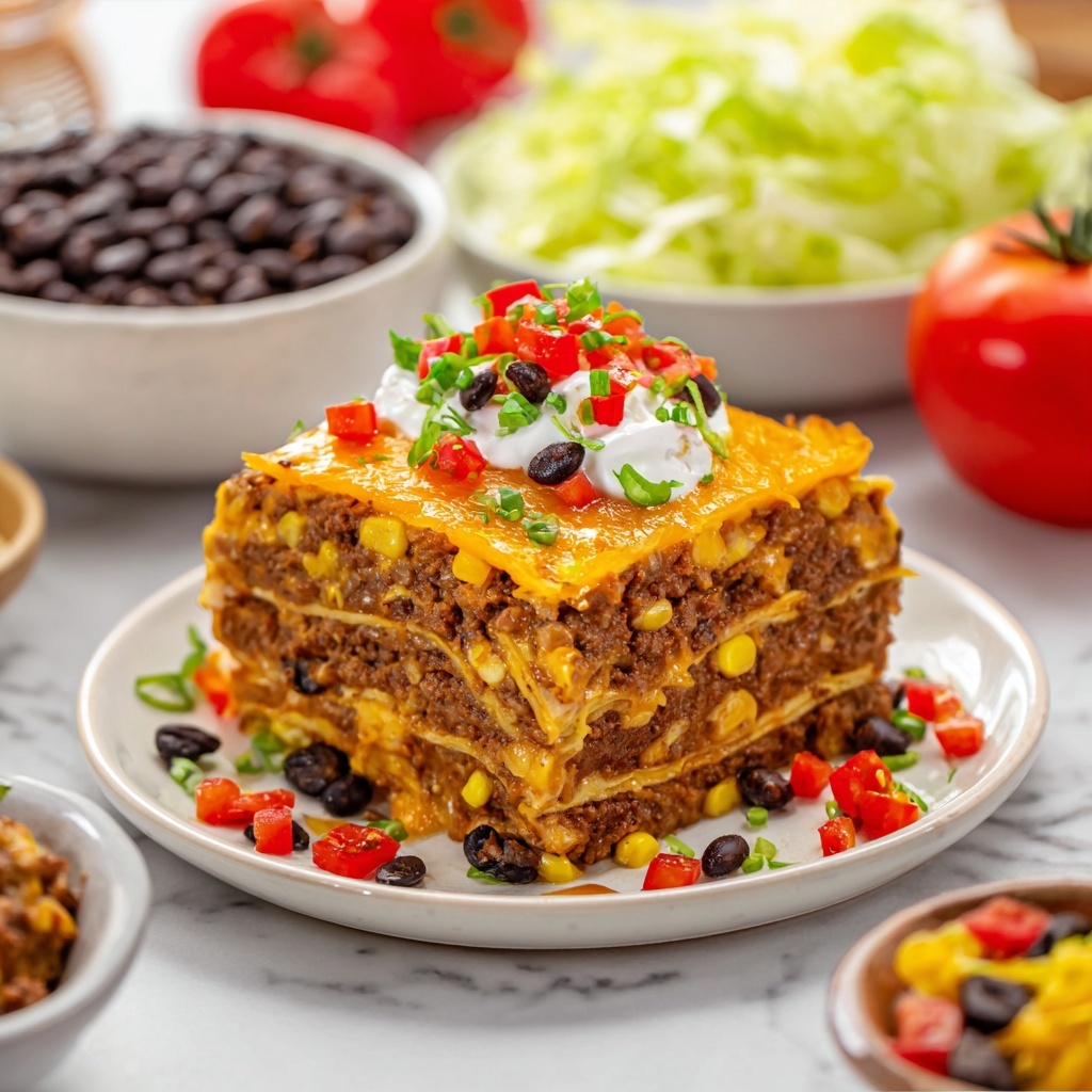 Easy Layered Taco Pie Recipe - Recipe Image