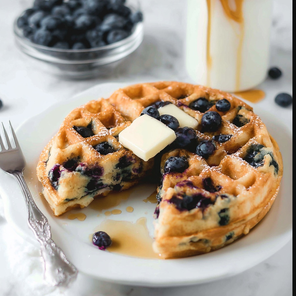 Blueberry Waffles with Cream Cheese Swirl Recipe - Recipe Image
