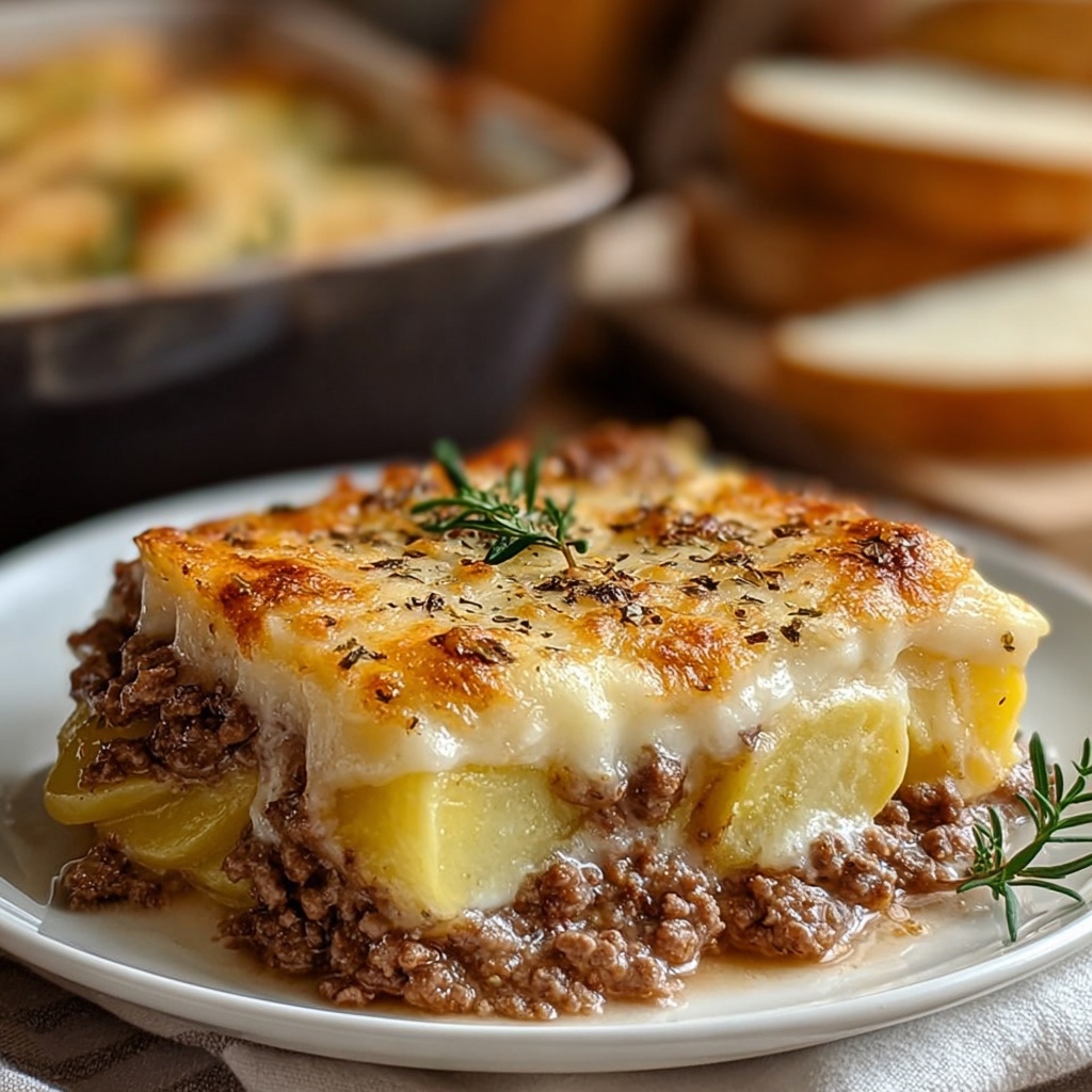 Easy Hamburger Potato Casserole Recipe - Recipe Image