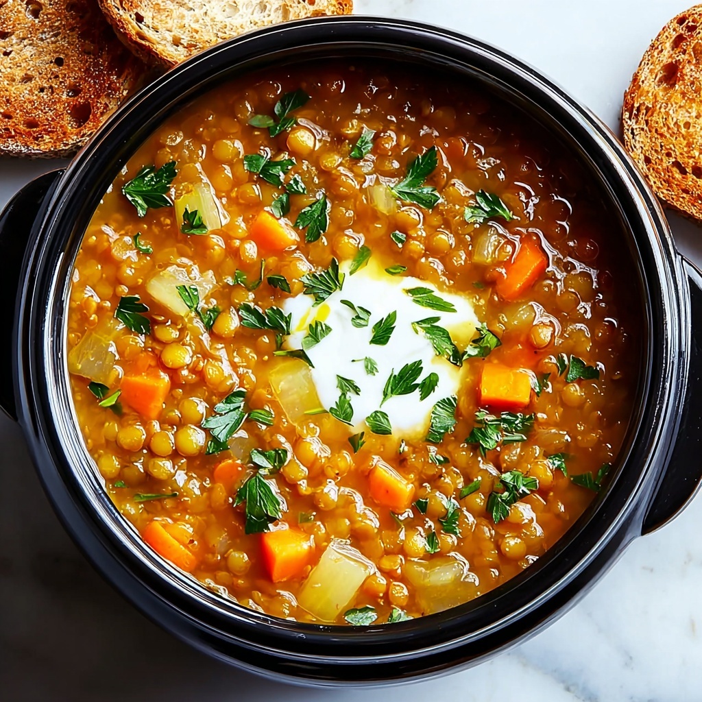 Comforting Hearty Crockpot Lentil Soup Recipe - Recipe Image