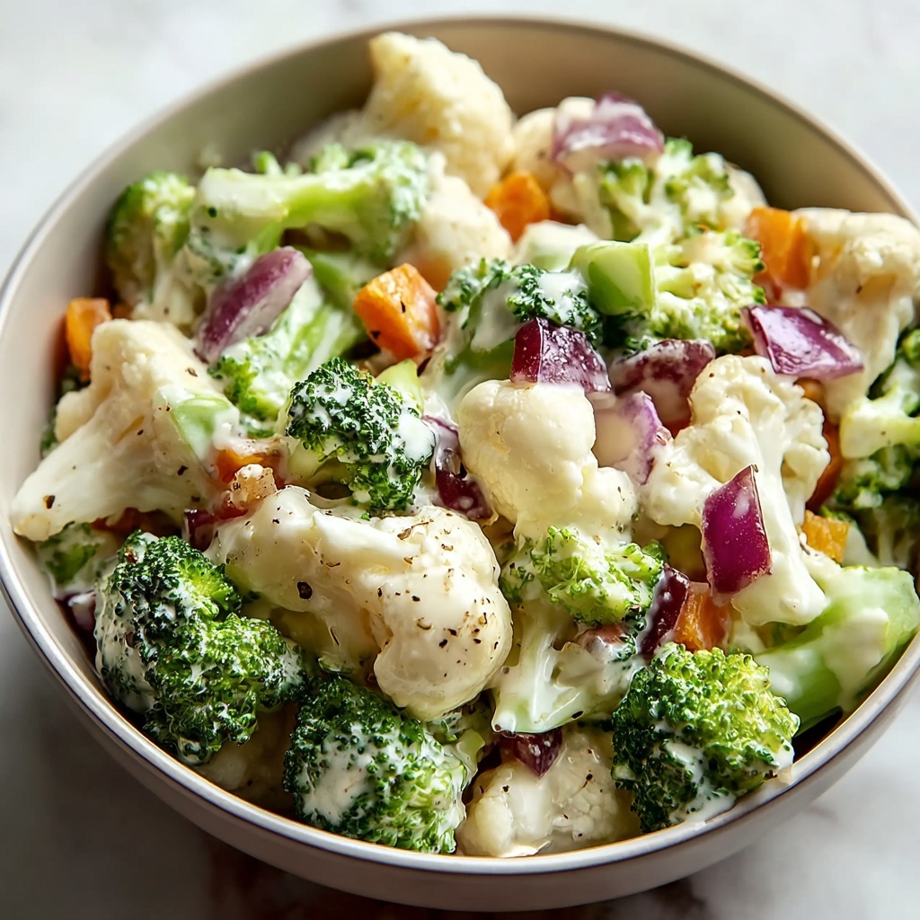 Loaded Broccoli Cauliflower Salad: Creamy Low Carb Delight Recipe - Recipe Image