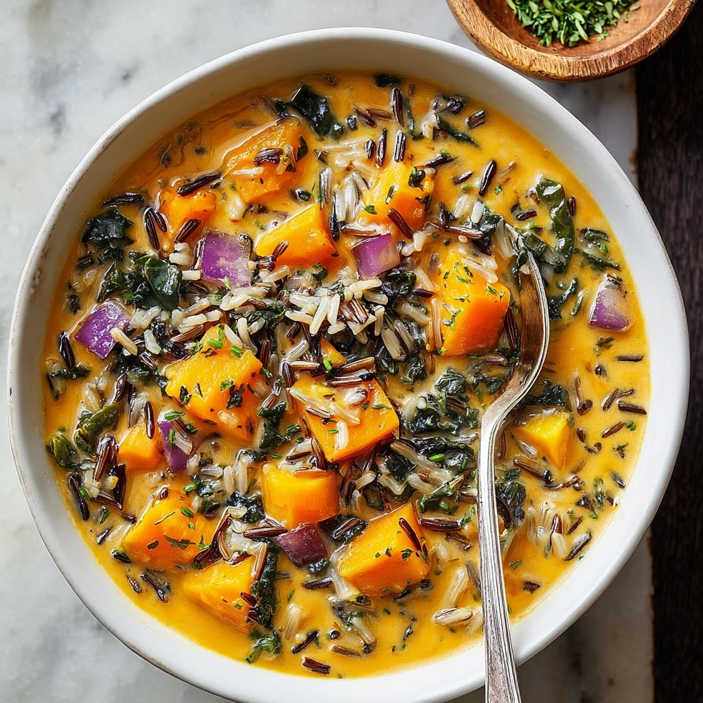 Nourishing Vegan Pumpkin Wild Rice Soup Recipe - Recipe Image