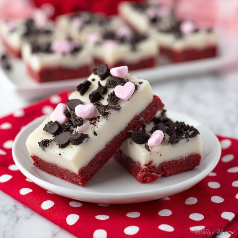Red Velvet Oreo Cookie Bars with Cream Cheese Frosting and Valentine’s Day Sprinkles Recipe