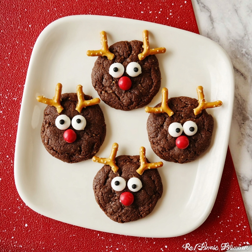 Easy Rudolph Brownie Cookies Recipe - Recipe Image