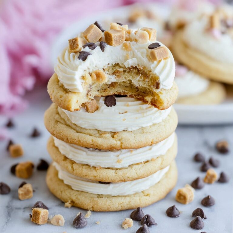 Cookie Dough Cookies with Vanilla Frosting and Chocolate Chips Recipe