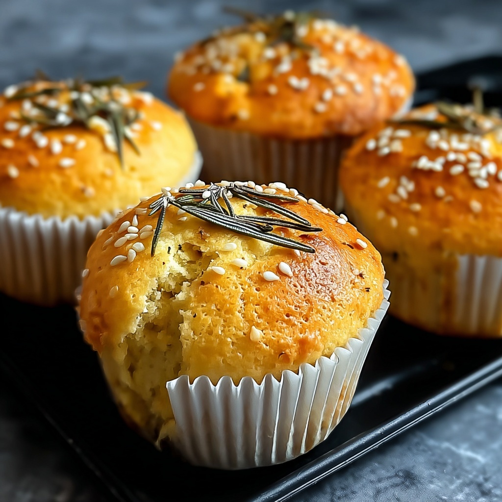 Irresistibly Easy Garlic Rosemary Focaccia Muffins Recipe - Recipe Image