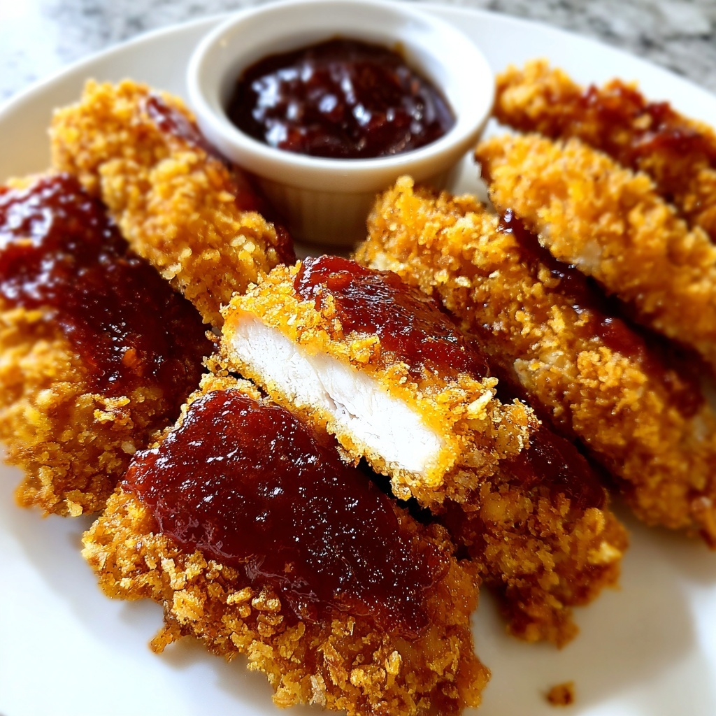 Crispy Honey BBQ Chicken Strips Recipe - Recipe Image