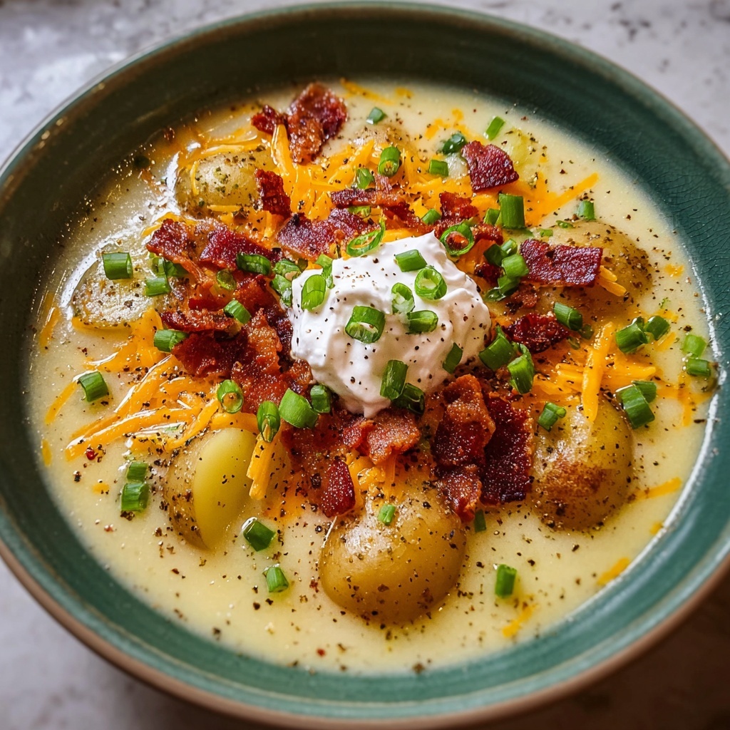 Baked Potato Soup with Bacon, Cheddar, and Green Onions Recipe - Recipe Image