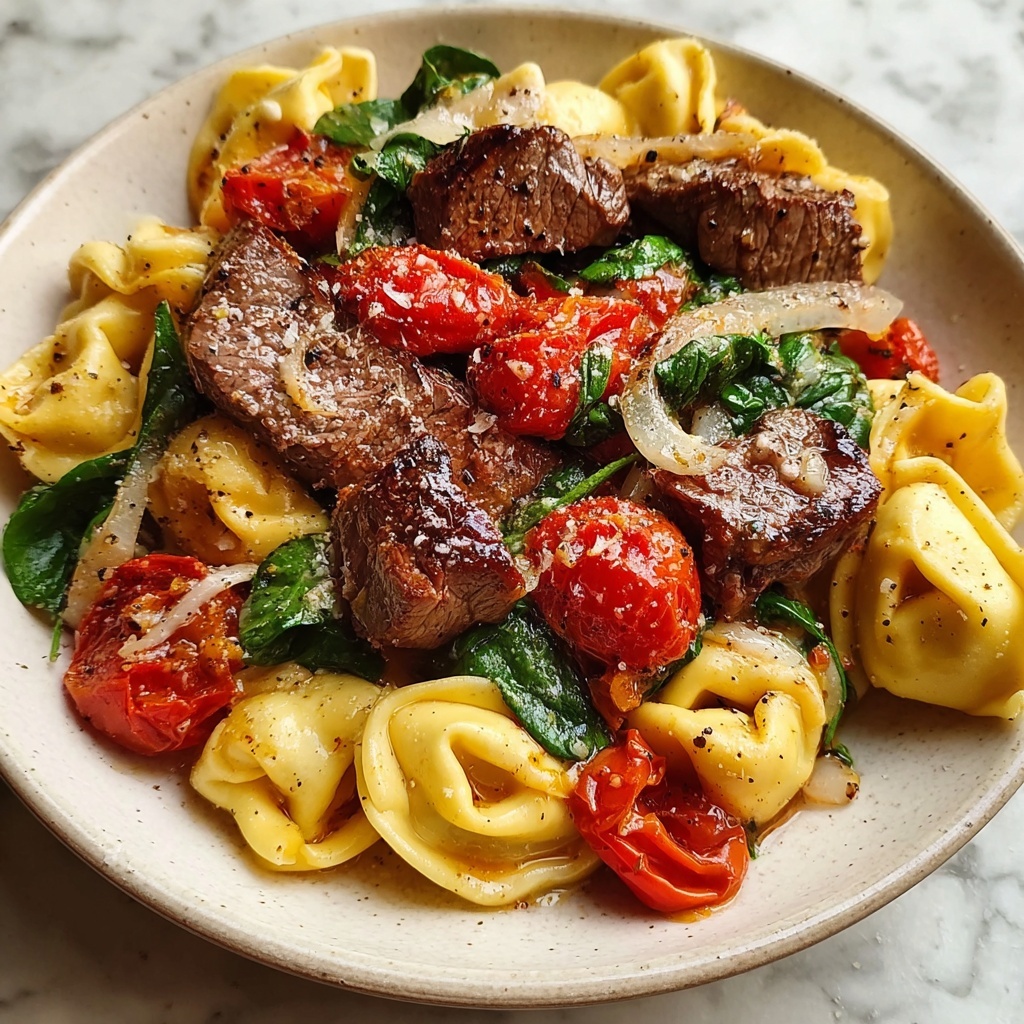 One-Pan Steak Bite Tortellini Recipe - Recipe Image