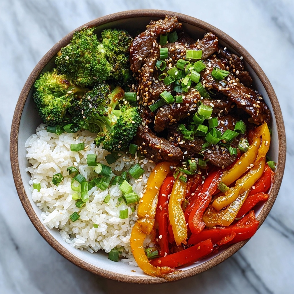 Steak and Vegetable Rice Bowls with Soy Sesame Sauce Recipe - Recipe Image