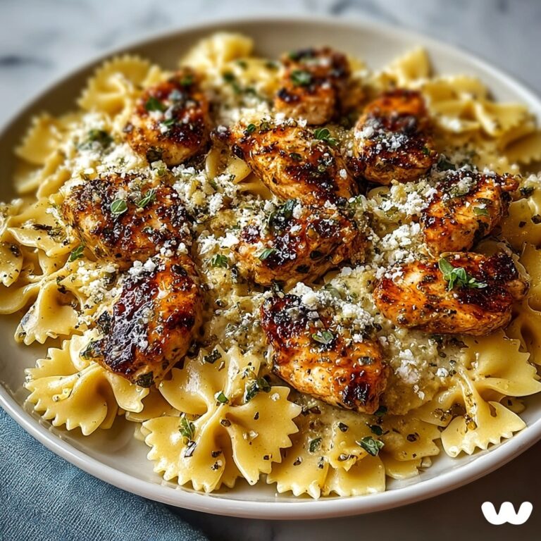 Indulgent Cheesy Garlic Cajun Chicken Bowtie Pasta in Alfredo Sauce Recipe