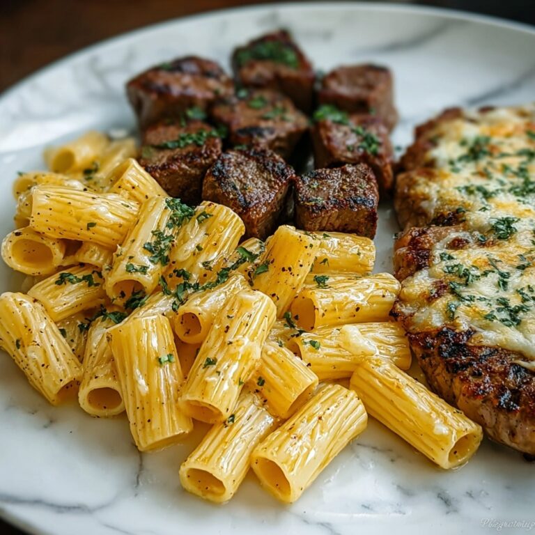 Indulgent Cheesy Garlic Butter Steak with Rigatoni Delight Recipe