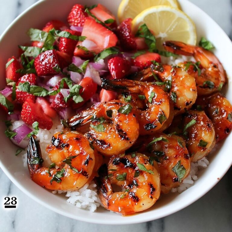 Saucy Lemon Herb Shrimp with Strawberry-Basil Salsa Recipe