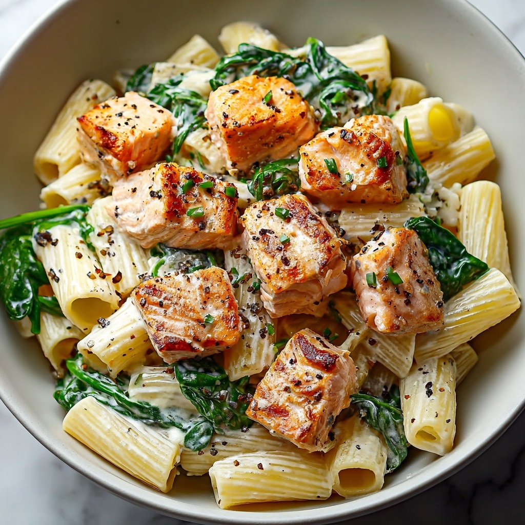 Salmon Spinach Pasta Recipe - Recipe Image