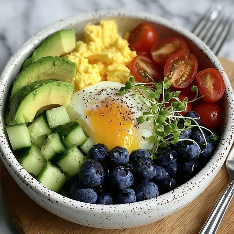 Creamy Scrambled Egg Bowl with Avocado, Microgreens & Veggies Recipe