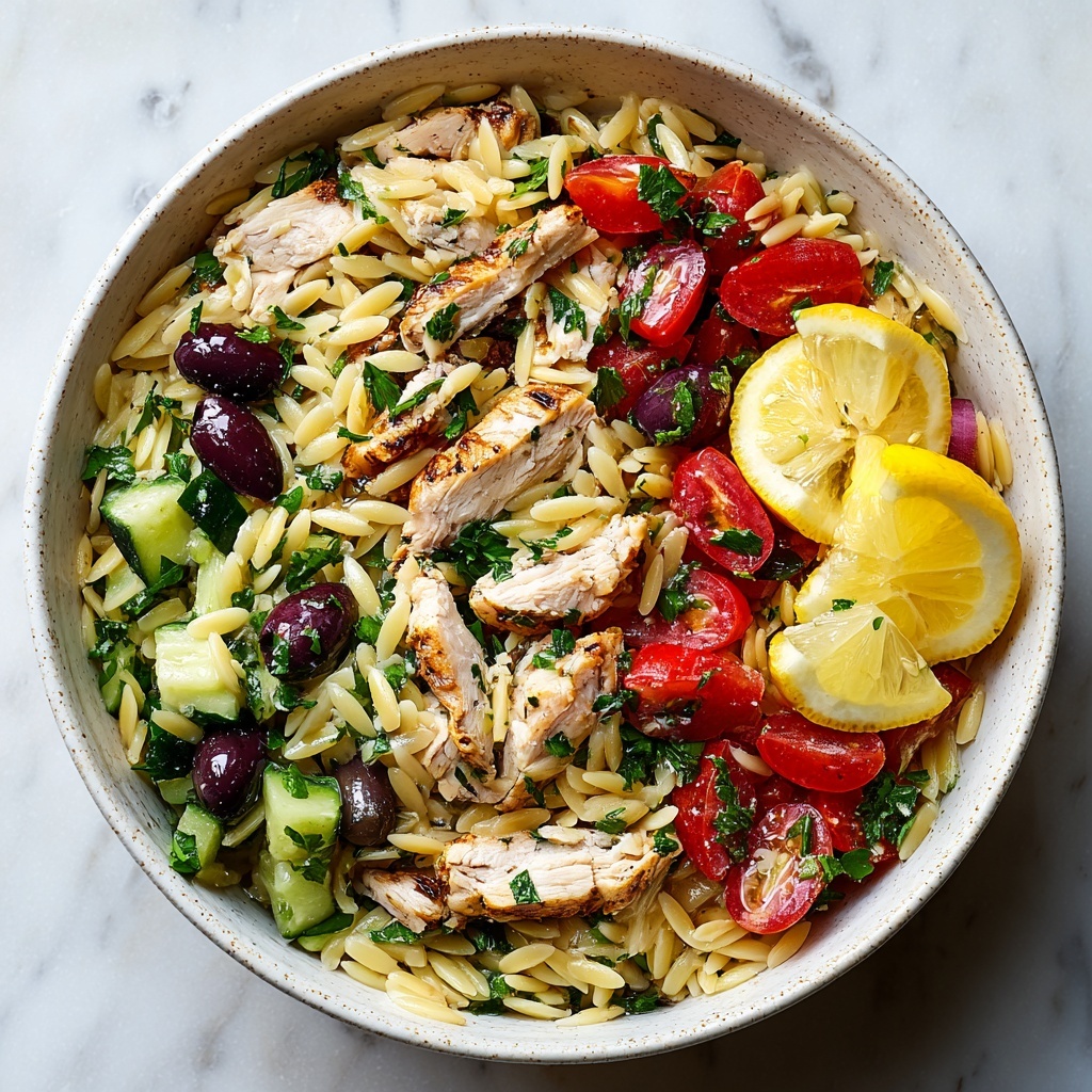 Lemon Orzo Salad with Grilled Chicken Recipe - Recipe Image