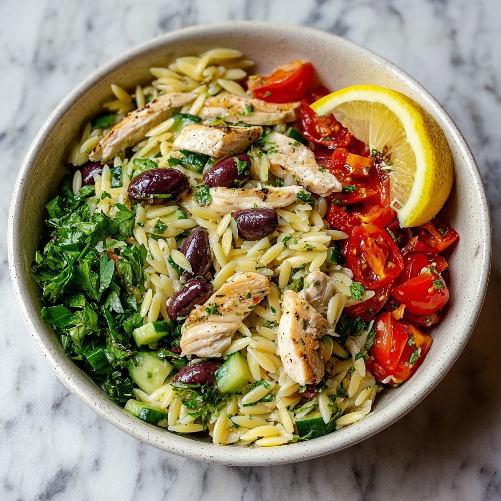 Lemon Orzo Salad with Grilled Chicken Recipe - Recipe Image