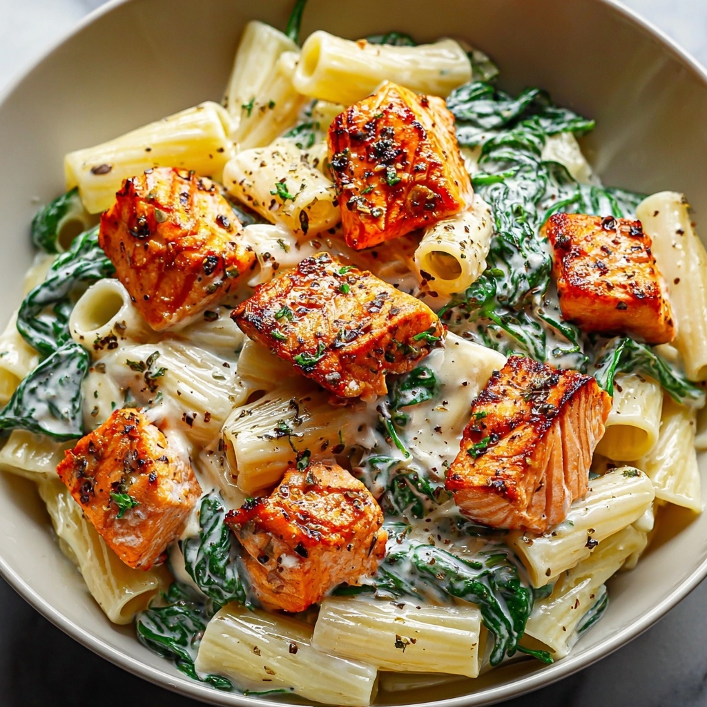 Salmon Spinach Pasta Recipe - Recipe Image